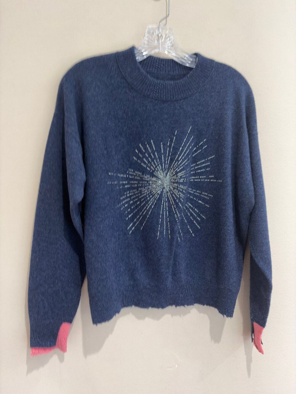 Zadig & Voltaire Gaby Cashmere Sweater Solar Strass Crystal Rhinestone Navy XS
